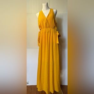 Closette Chic Maxi Halter Long Sun Dress Side Cut Out Size Medium